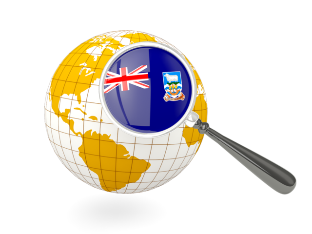 Magnified flag with globe. Download flag icon of Falkland Islands at PNG format