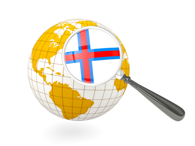 Magnified flag with globe. Download flag icon of Faroe Islands at PNG format