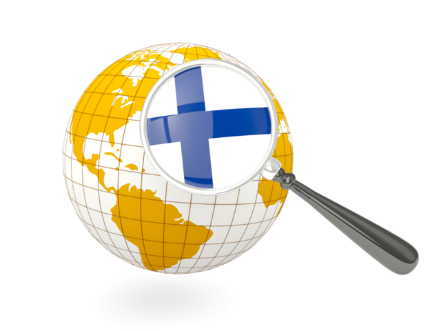 Magnified flag with globe. Download flag icon of Finland at PNG format