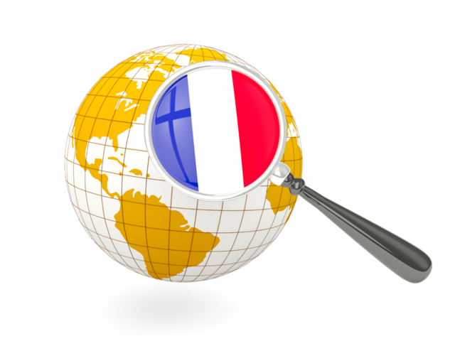 Magnified flag with globe. Download flag icon of France at PNG format