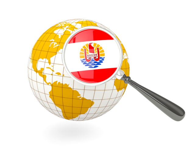 Magnified flag with globe. Download flag icon of French Polynesia at PNG format