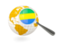 Gabon. Magnified flag with globe. Download icon.