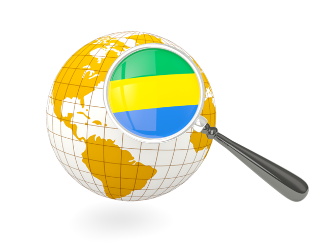 Magnified flag with globe. Download flag icon of Gabon at PNG format