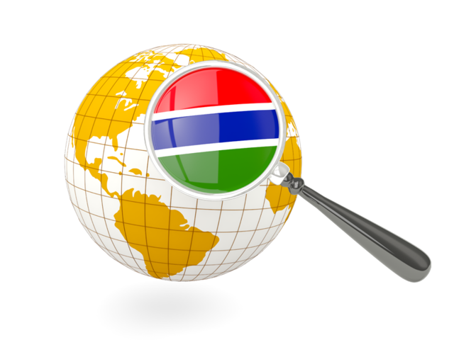 Magnified flag with globe. Download flag icon of Gambia at PNG format