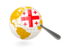 Georgia. Magnified flag with globe. Download icon.