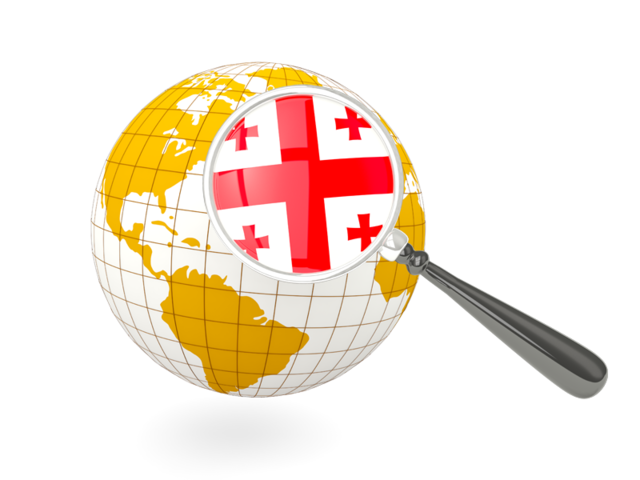 Magnified flag with globe. Download flag icon of Georgia at PNG format