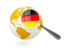 Germany. Magnified flag with globe. Download icon.