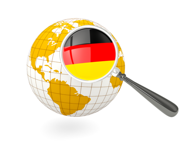 Magnified flag with globe. Download flag icon of Germany at PNG format