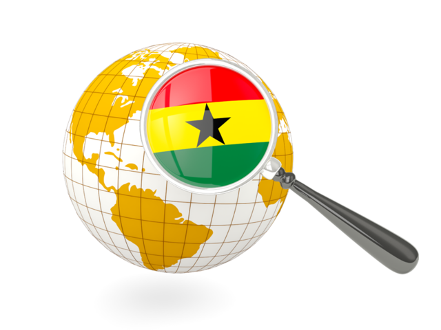 Magnified flag with globe. Download flag icon of Ghana at PNG format
