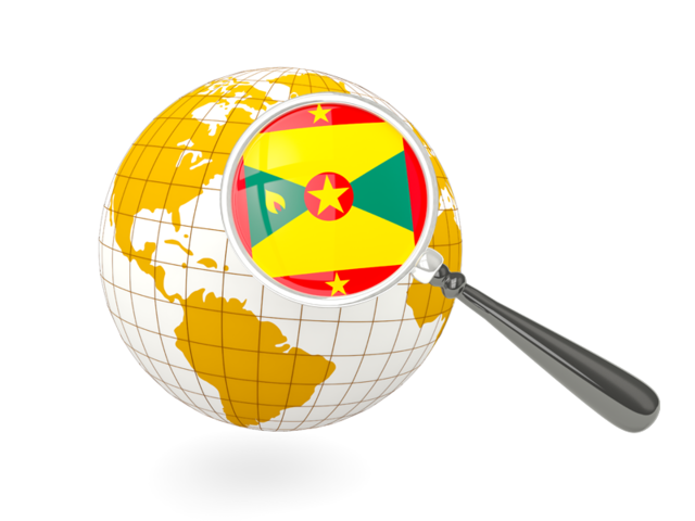 Magnified flag with globe. Download flag icon of Grenada at PNG format