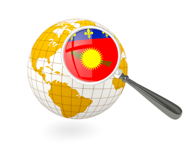 Magnified flag with globe. Download flag icon of Guadeloupe at PNG format