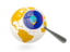 Guam. Magnified flag with globe. Download icon.