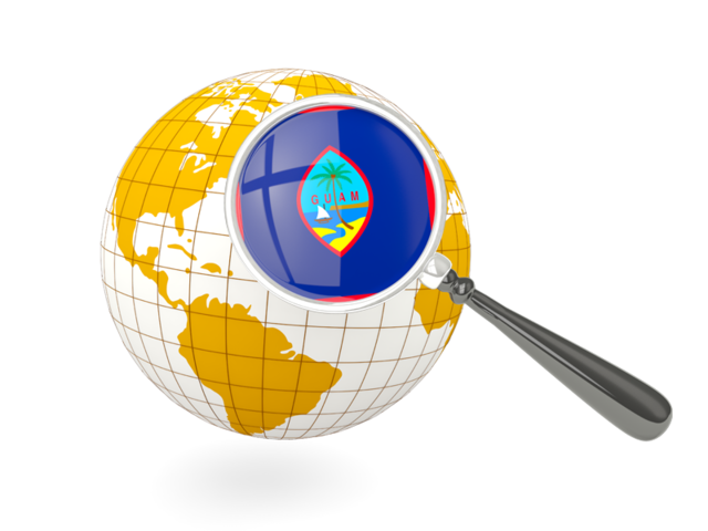 Magnified flag with globe. Download flag icon of Guam at PNG format