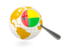 Guinea-Bissau. Magnified flag with globe. Download icon.