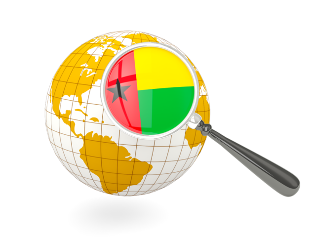 Magnified flag with globe. Download flag icon of Guinea-Bissau at PNG format