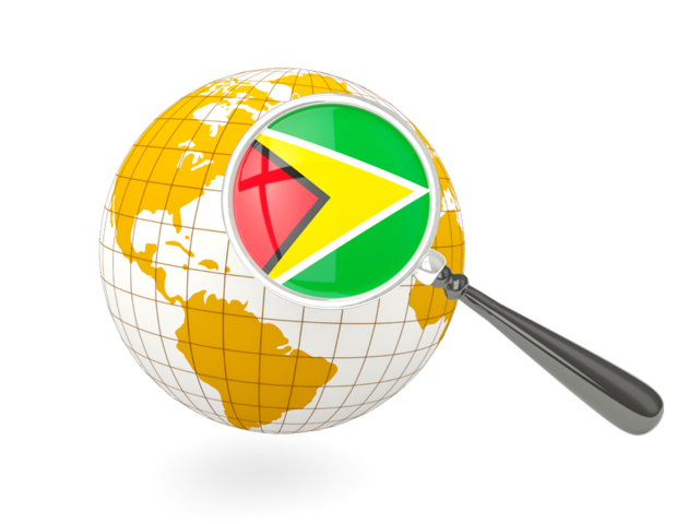 Magnified flag with globe. Download flag icon of Guyana at PNG format