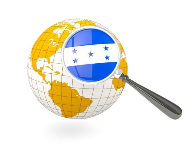 Magnified flag with globe. Download flag icon of Honduras at PNG format