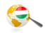 Hungary. Magnified flag with globe. Download icon.
