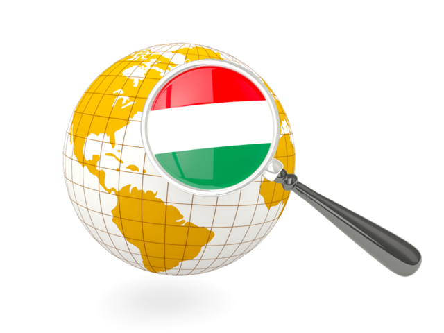 Magnified flag with globe. Download flag icon of Hungary at PNG format