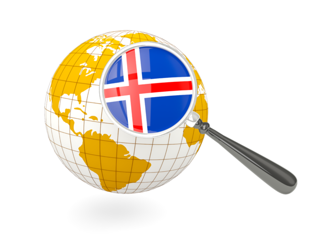 Magnified flag with globe. Download flag icon of Iceland at PNG format
