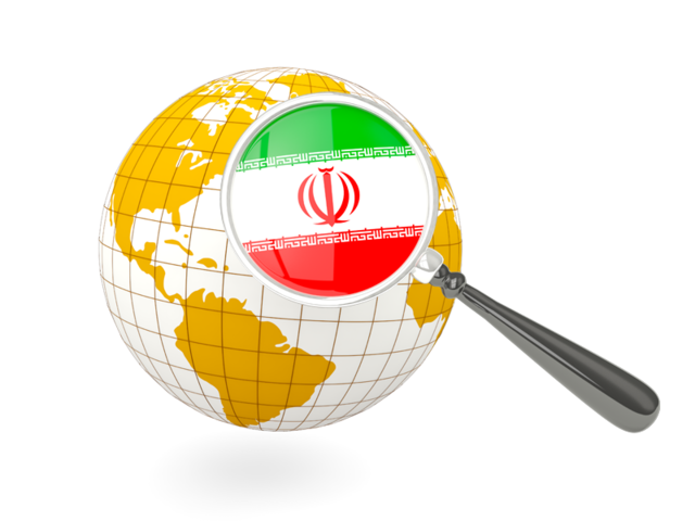 Magnified flag with globe. Download flag icon of Iran at PNG format
