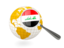 Iraq. Magnified flag with globe. Download icon.