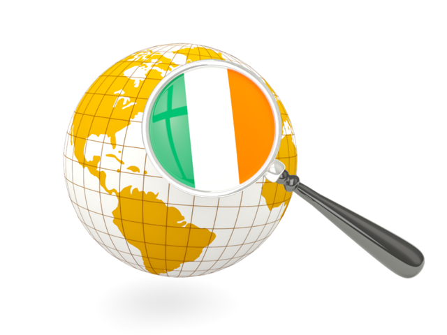 Magnified flag with globe. Download flag icon of Ireland at PNG format