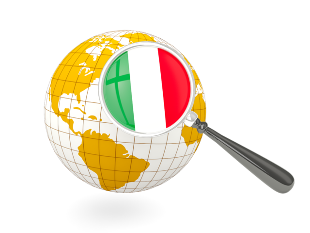 Magnified flag with globe. Download flag icon of Italy at PNG format