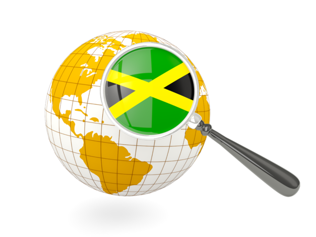 Magnified flag with globe. Download flag icon of Jamaica at PNG format