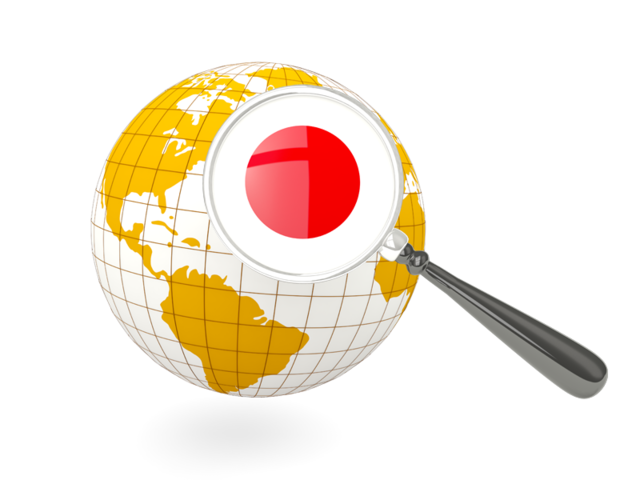 Magnified flag with globe. Download flag icon of Japan at PNG format