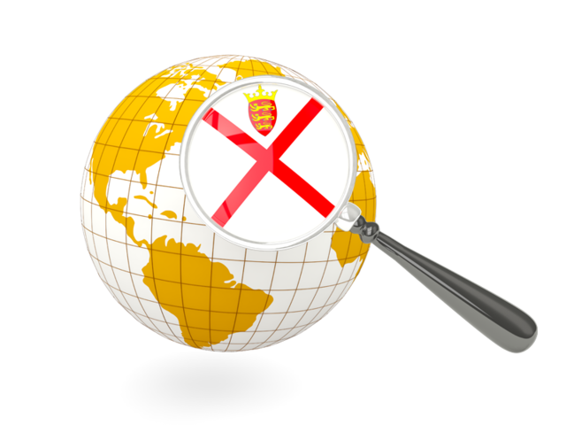 Magnified flag with globe. Download flag icon of Jersey at PNG format