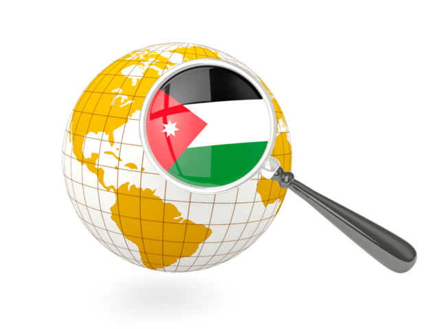 Magnified flag with globe. Download flag icon of Jordan at PNG format