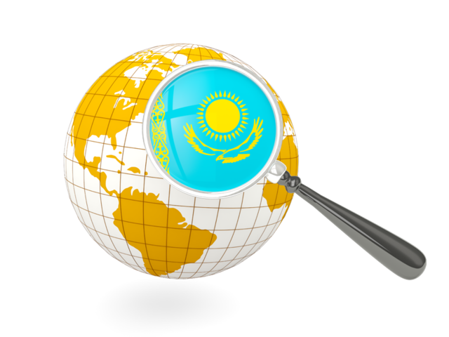 Magnified flag with globe. Download flag icon of Kazakhstan at PNG format