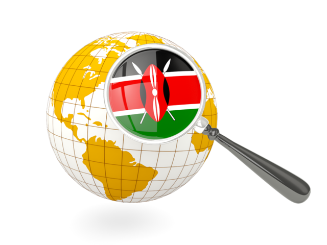 Magnified flag with globe. Download flag icon of Kenya at PNG format