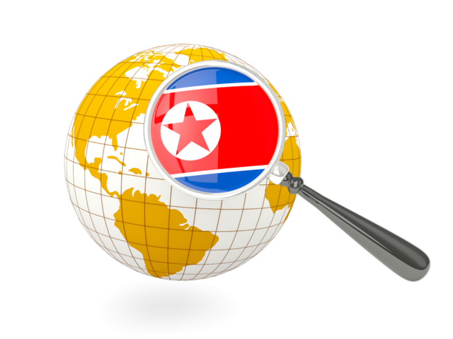 Magnified flag with globe. Download flag icon of North Korea at PNG format