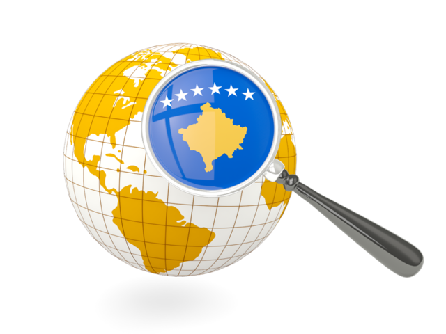 Magnified flag with globe. Download flag icon of Kosovo at PNG format