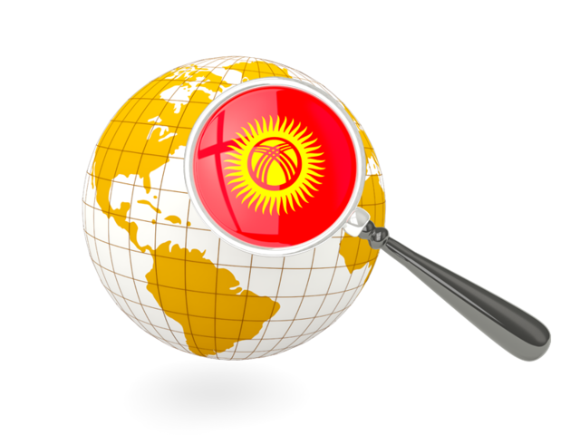 Magnified flag with globe. Download flag icon of Kyrgyzstan at PNG format