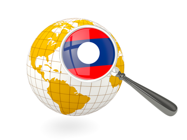 Magnified flag with globe. Download flag icon of Laos at PNG format