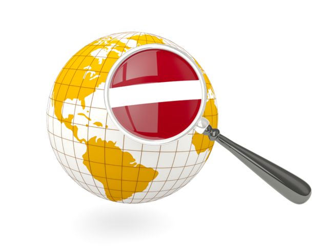 Magnified flag with globe. Download flag icon of Latvia at PNG format