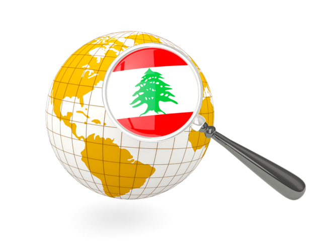 Magnified flag with globe. Download flag icon of Lebanon at PNG format
