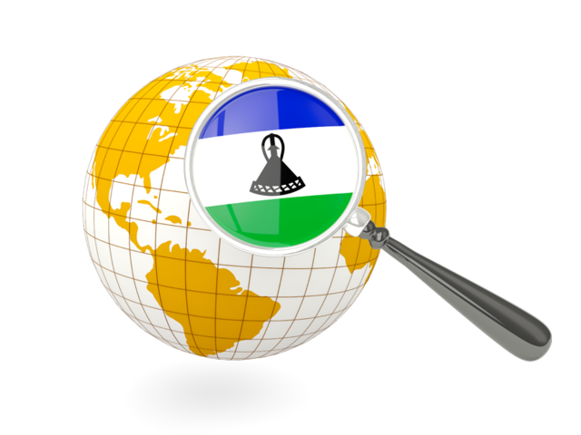 Magnified flag with globe. Download flag icon of Lesotho at PNG format