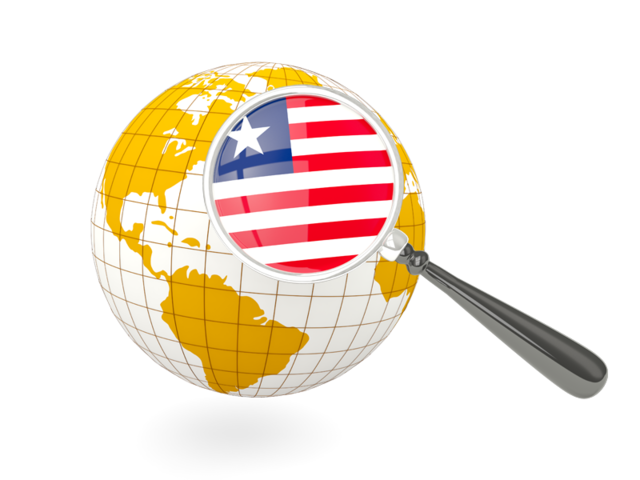 Magnified flag with globe. Download flag icon of Liberia at PNG format