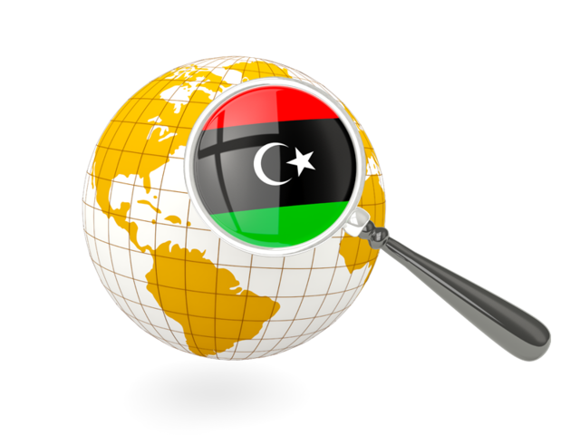 Magnified flag with globe. Download flag icon of Libya at PNG format