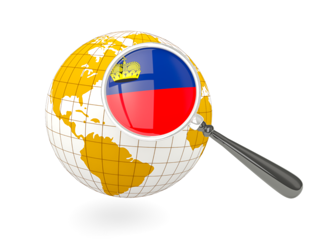 Magnified flag with globe. Download flag icon of Liechtenstein at PNG format