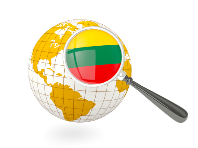 Magnified flag with globe. Download flag icon of Lithuania at PNG format