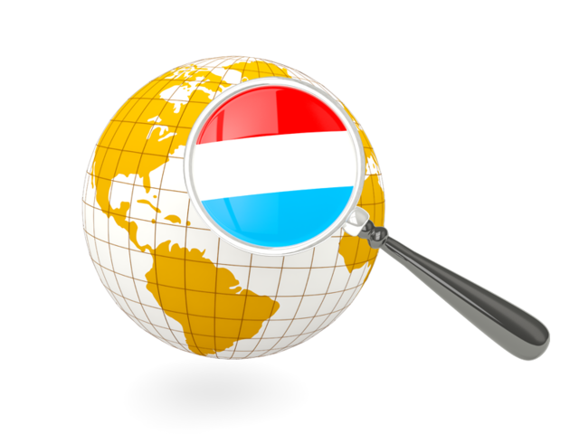 Magnified flag with globe. Download flag icon of Luxembourg at PNG format