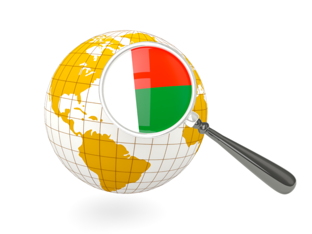 Magnified flag with globe. Download flag icon of Madagascar at PNG format