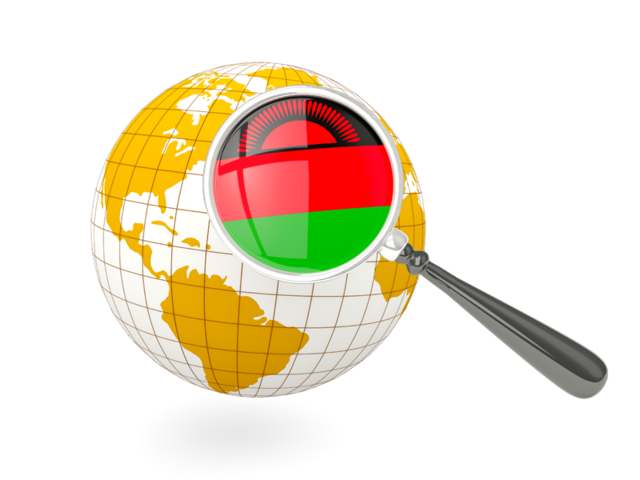 Magnified flag with globe. Download flag icon of Malawi at PNG format