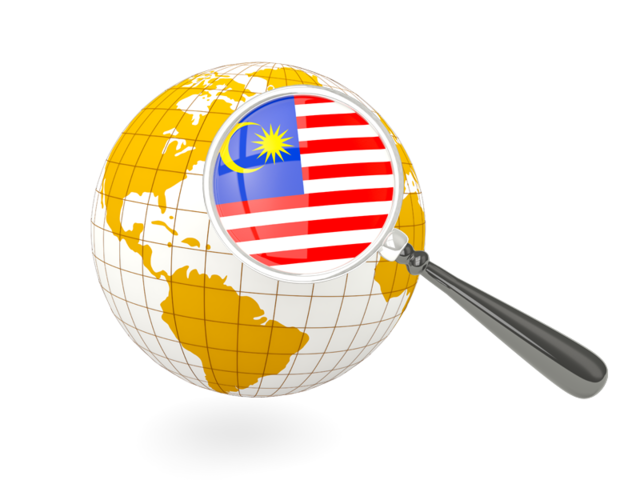 Magnified flag with globe. Download flag icon of Malaysia at PNG format