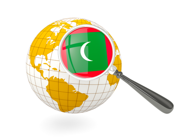 Magnified flag with globe. Download flag icon of Maldives at PNG format